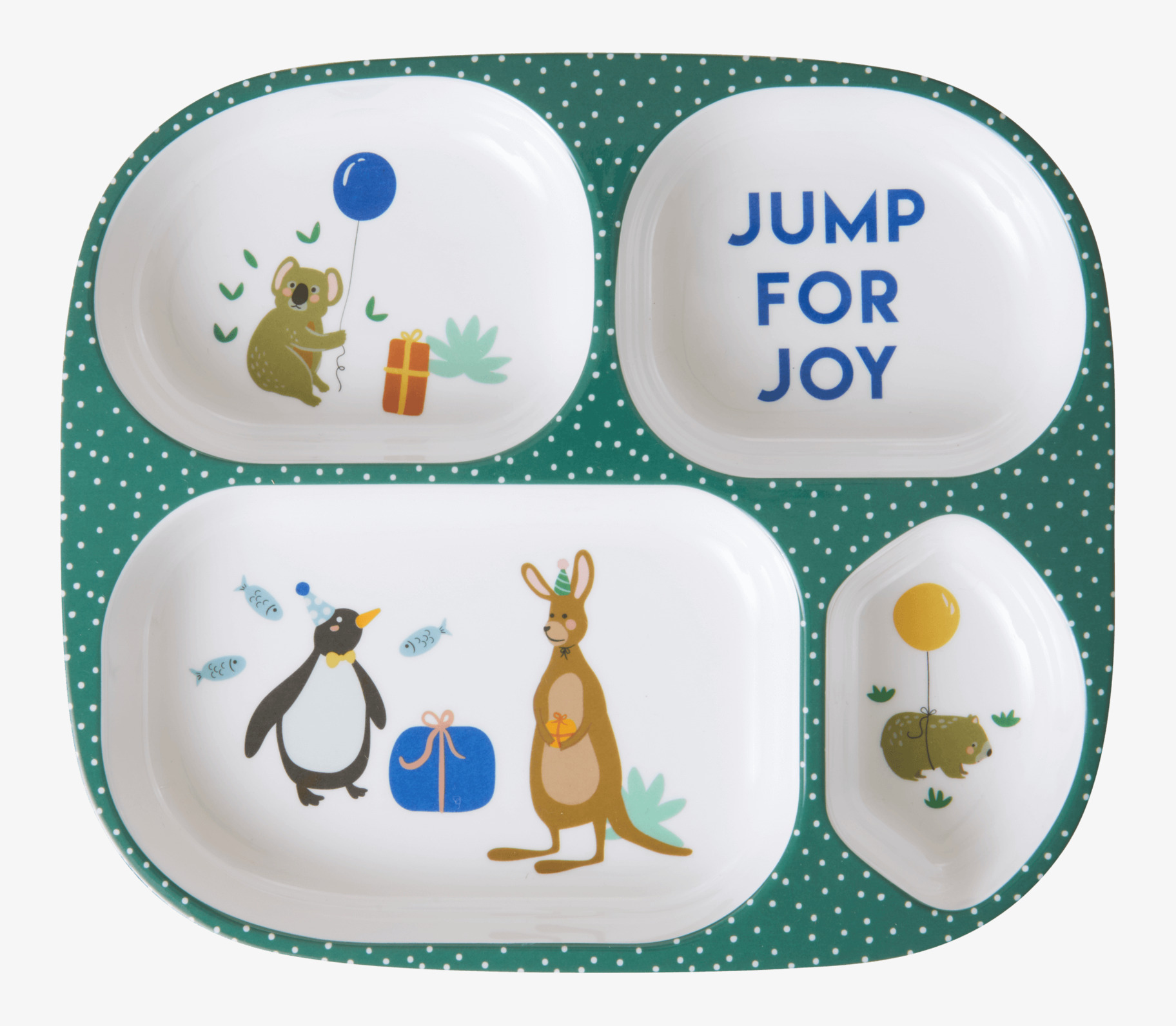 Barntallrik 4-Fack Party Animal Print Green från Rice