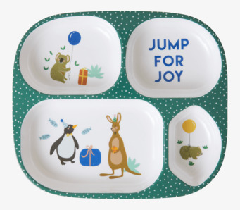 Barntallrik 4-Fack Party Animal Print Green från Rice