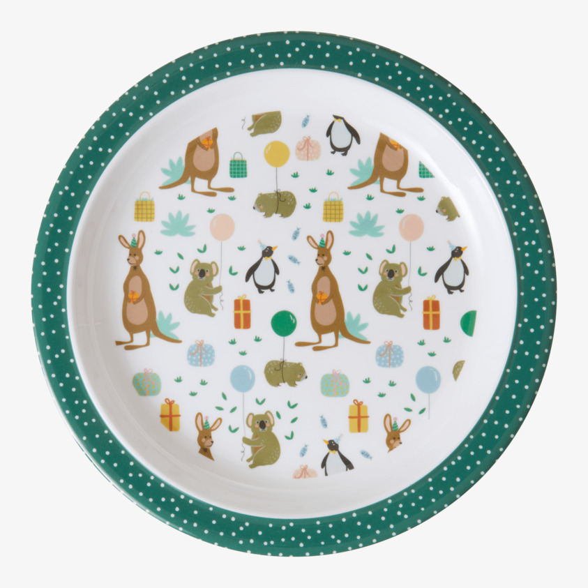 Tallrik Party Animal Print Green från Rice med djurmotiv