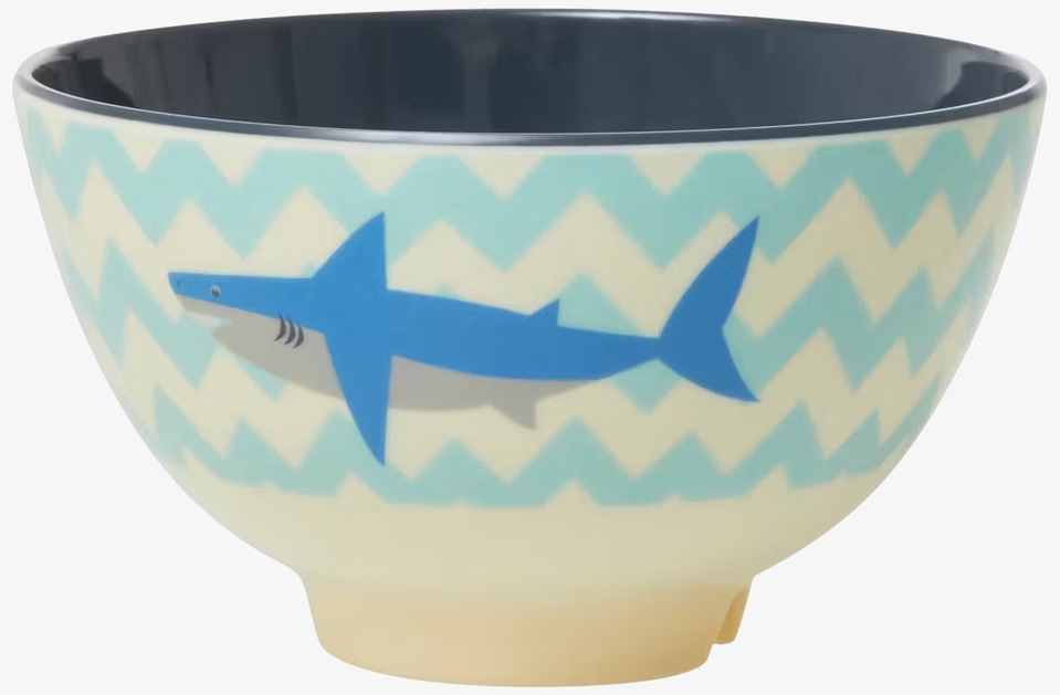 Liten Skål Shark Print från Rice med hajmönster och zigzag
