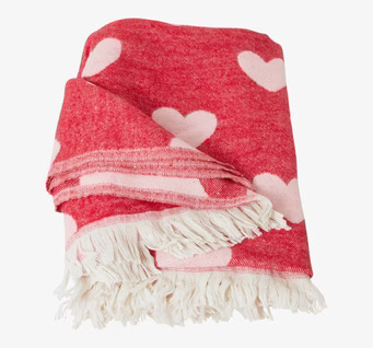 Pläd Red Hearts från Rice med röda och vita hjärtan