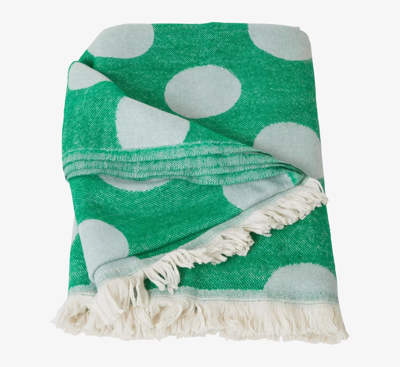 Pläd Green Dots från Rice med gröna och vita prickar