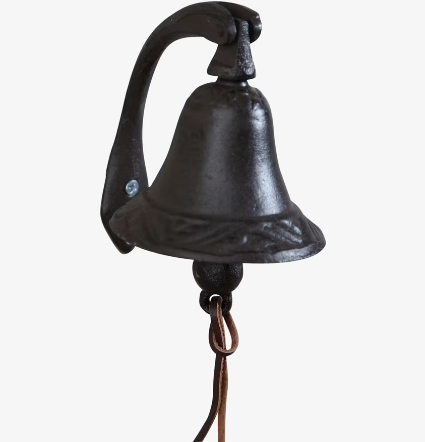 Klocka Gjutjärn Svart från Silkflower med läderrem