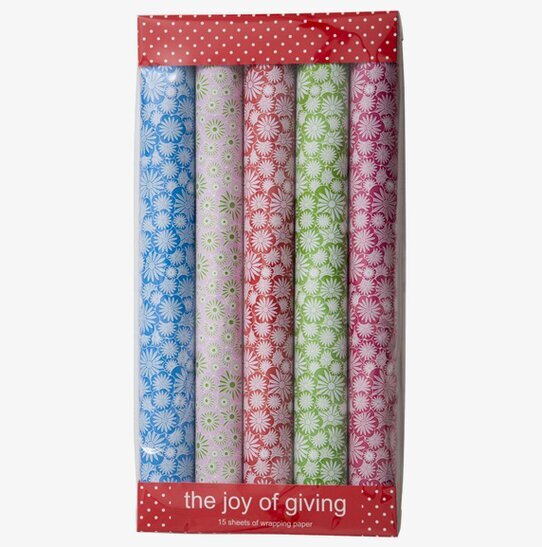 Presentpapper Casablanca från Rice i fem färgglada rullar