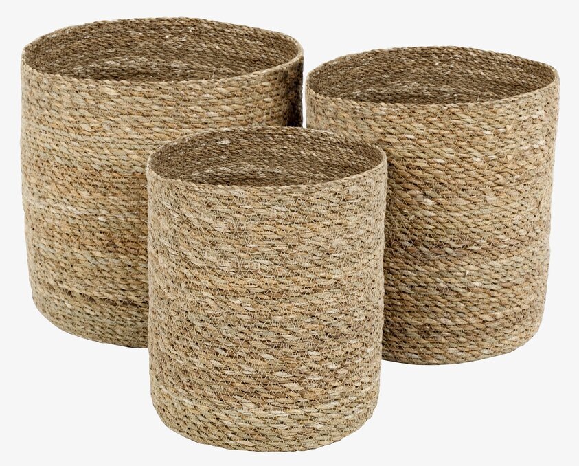 Korg Emil Cylinder Natur Set/3 från Dixie i naturlig fiber