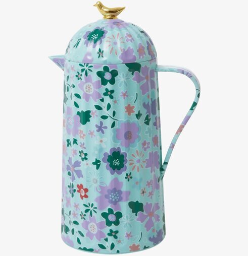 Termos Gold Bird Dark Mint Floral Print från Rice, blommig