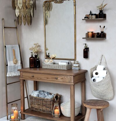 Bricka Rotting Natur från Chic Antique på rustik träkonsol