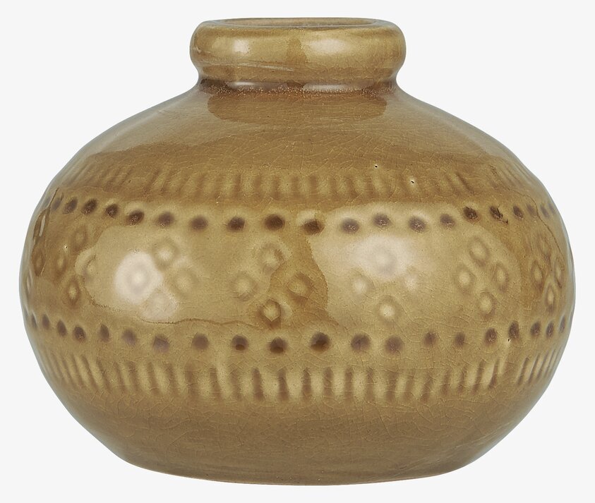 Liten Vas Senapsgul från IB Laursen med dekorativt mönster