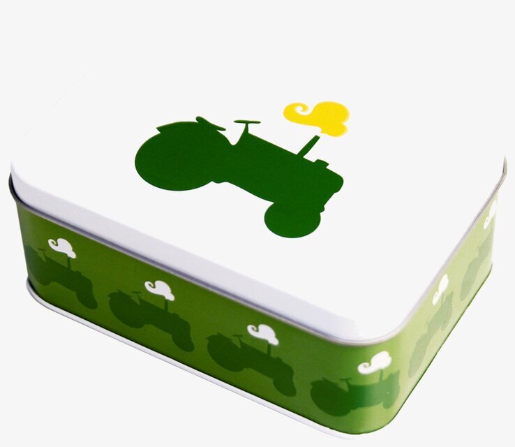 Mellanbox - Traktor från Blafre med grön traktor på vit yta