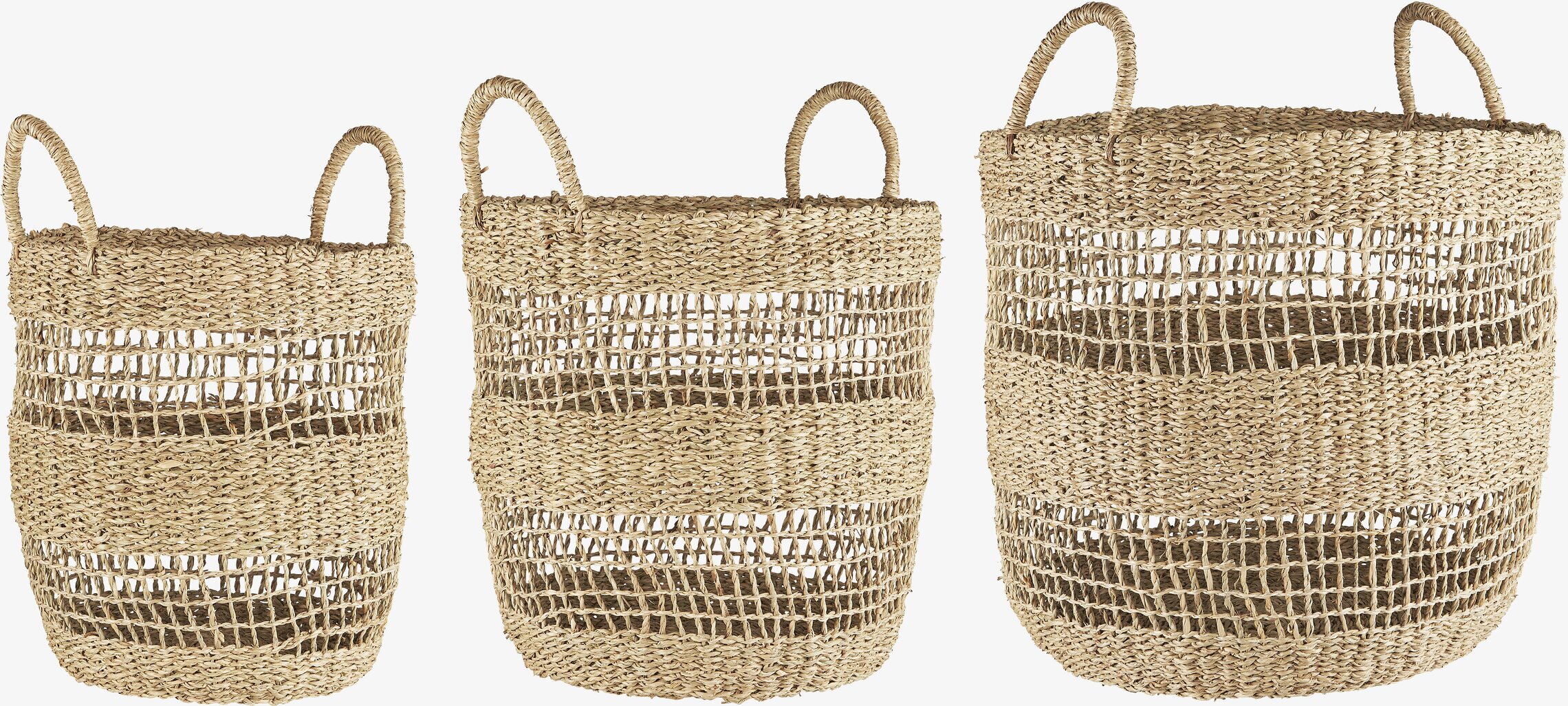 Korg Set/3 från IB Laursen i naturligt material med handtag