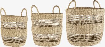 Korg Set/3 från IB Laursen i naturligt material med handtag