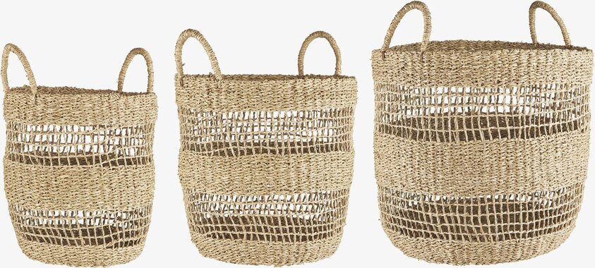 Korg Set/3 från IB Laursen i naturligt material med handtag