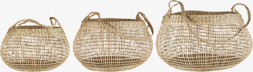 Korg Rund Set/3 från IB Laursen i flätat naturligt material