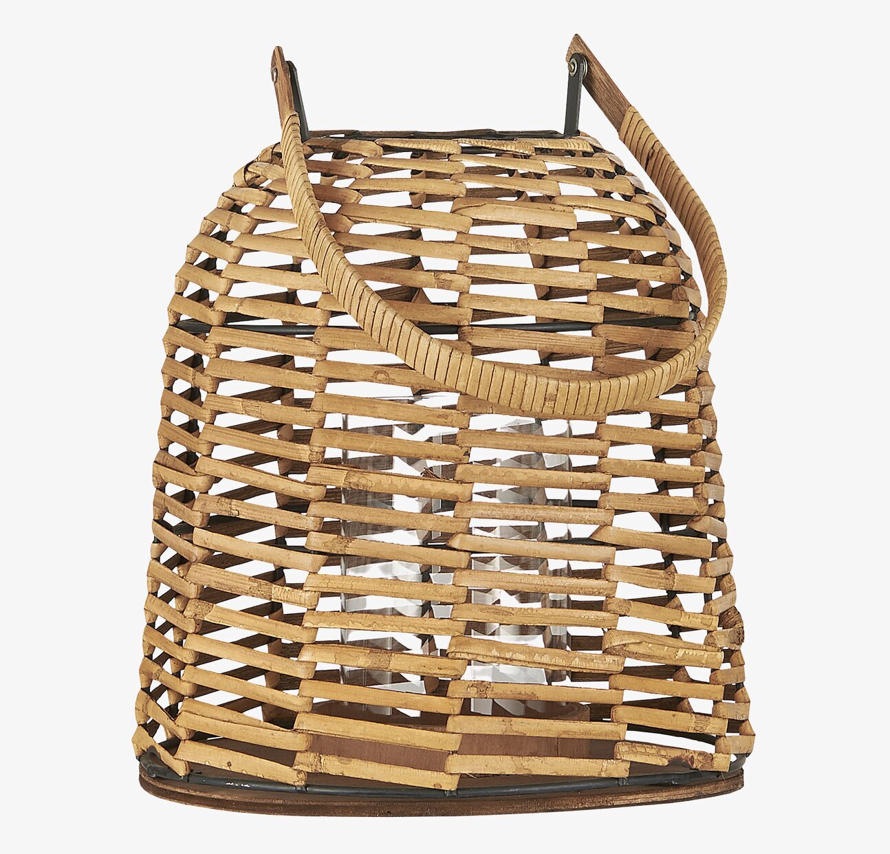 Bild av ljuslykta i rotting med glas och metall