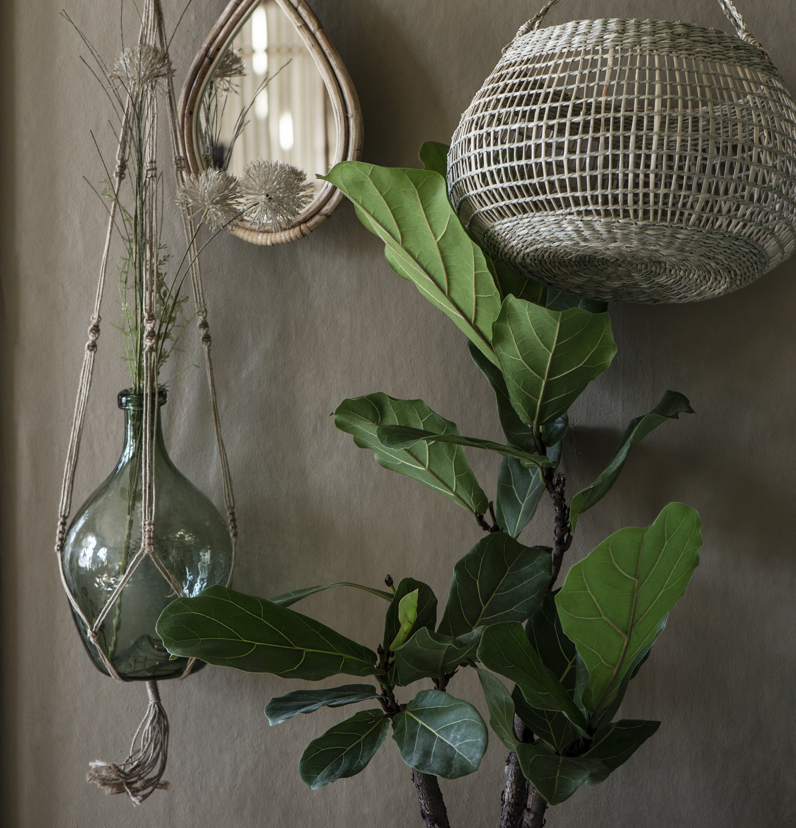 Ampelhängare Natur Jute från IB Laursen med glasvas