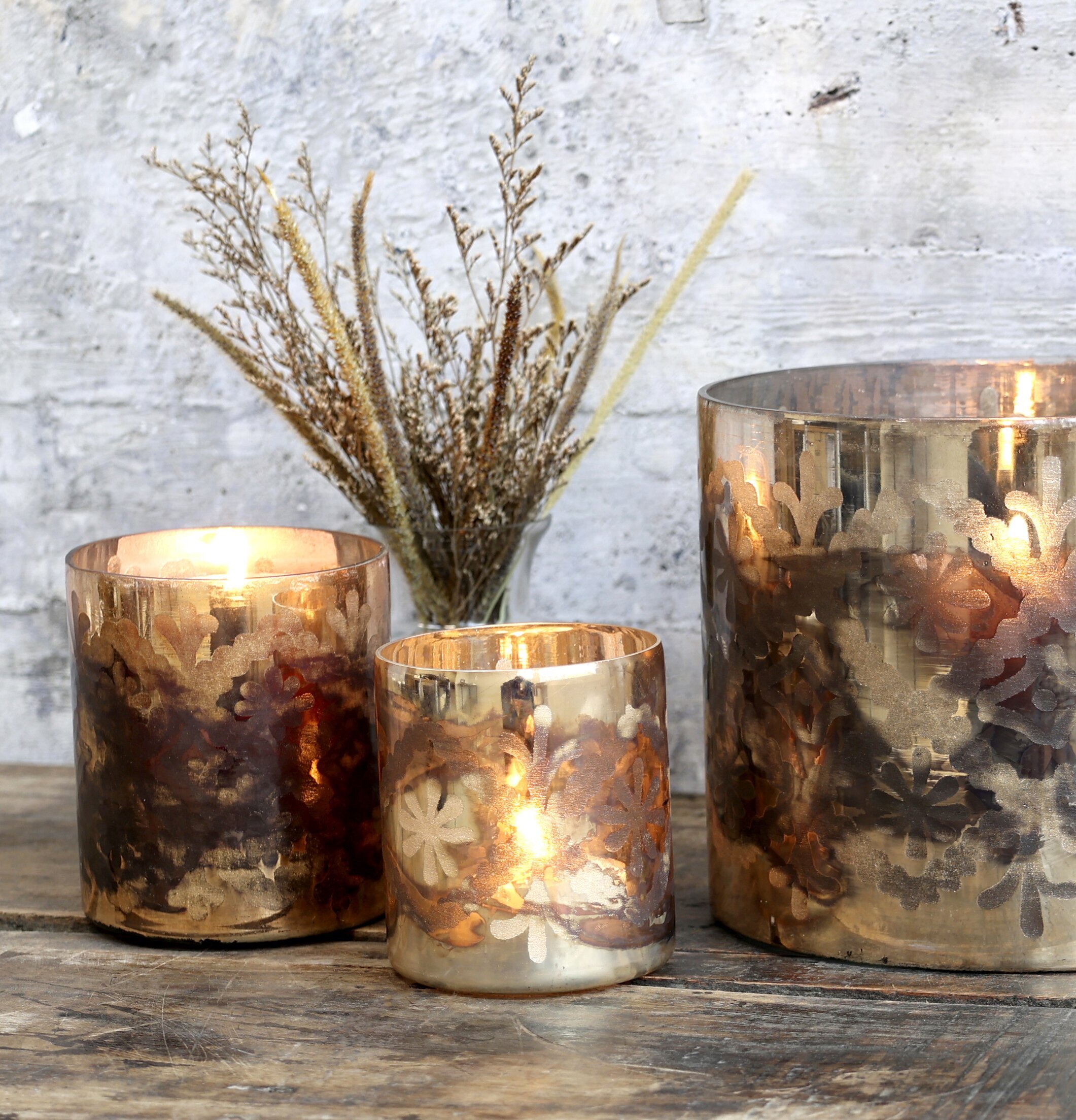 Ljuslykta Hurricane Small Antique Mocca från Chic Antique