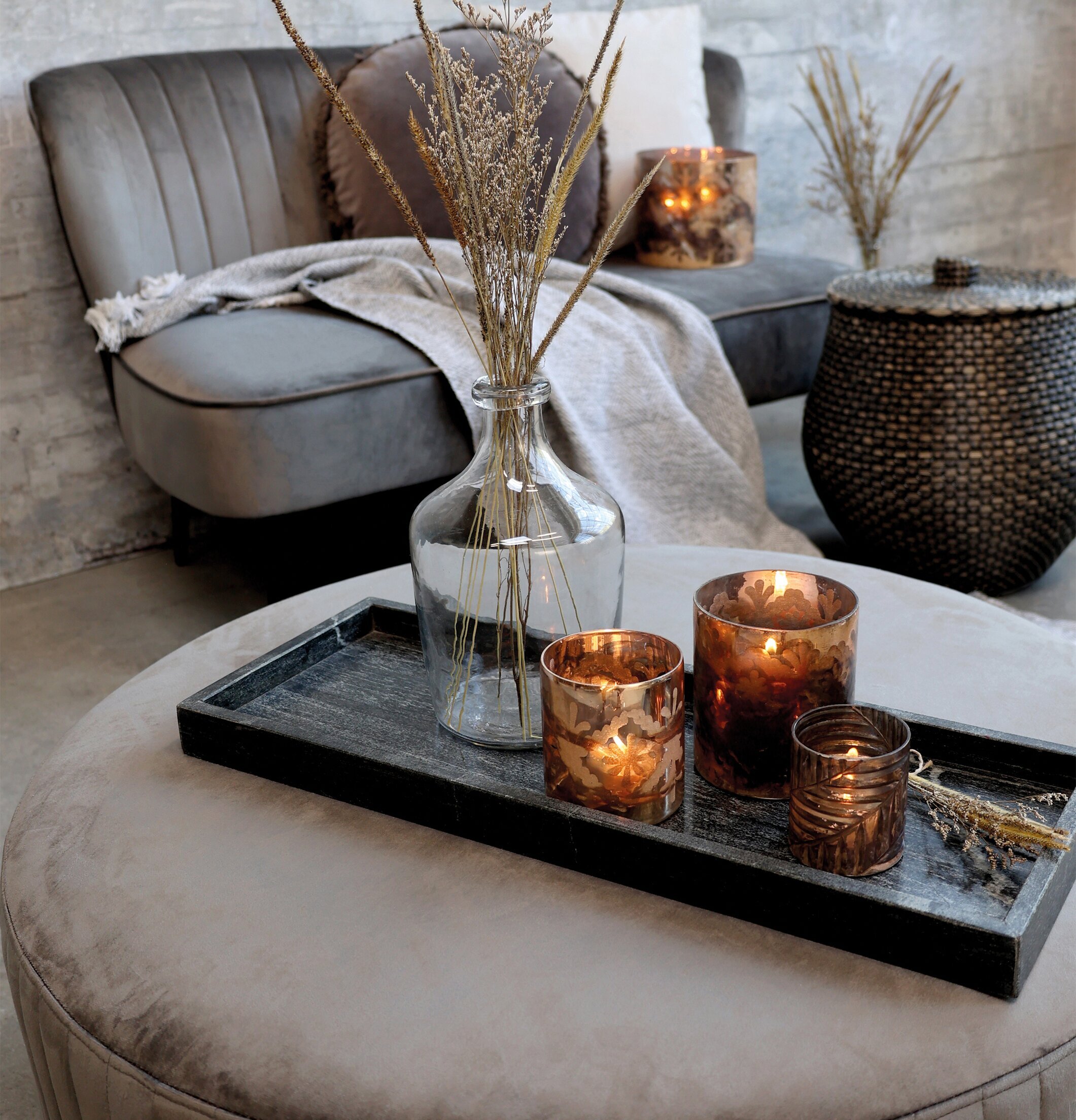 Ljuslykta Hurricane Small Antique Mocca från Chic Antique