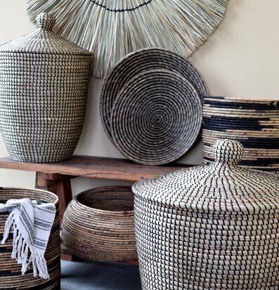 Fat Sjögräs Set/2 Chic Antique för ljus, lyktor, växter och krukor