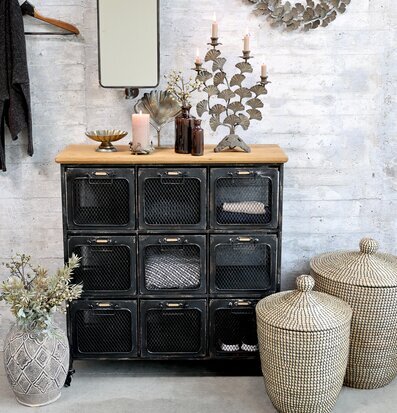 Korg Med Flätat Handtag & Lock Chic Antique