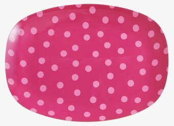 Liten Tallrik Pink Dot Print från Rice med vita prickar