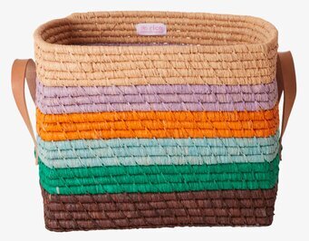 Raffiakorg Stripes från Rice med färgglada horisontella ränder