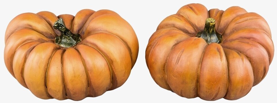 Två Pumpa Orange Poly från A Lot Decoration i höstfärger