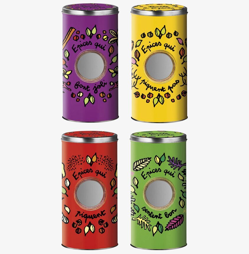 Kryddor från Derriére la porte i färgglada och unika burkar