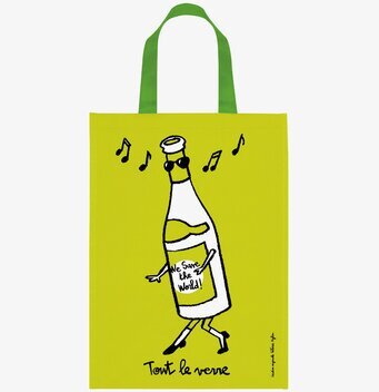 Återvinningskasse Grön från Derriére la porte med glasflaska