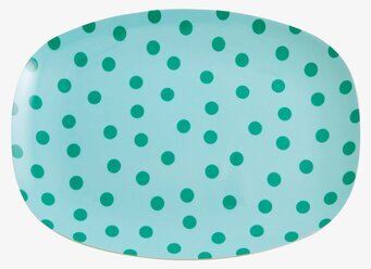 Liten Tallrik Green Dot Print från Rice med turkos bas