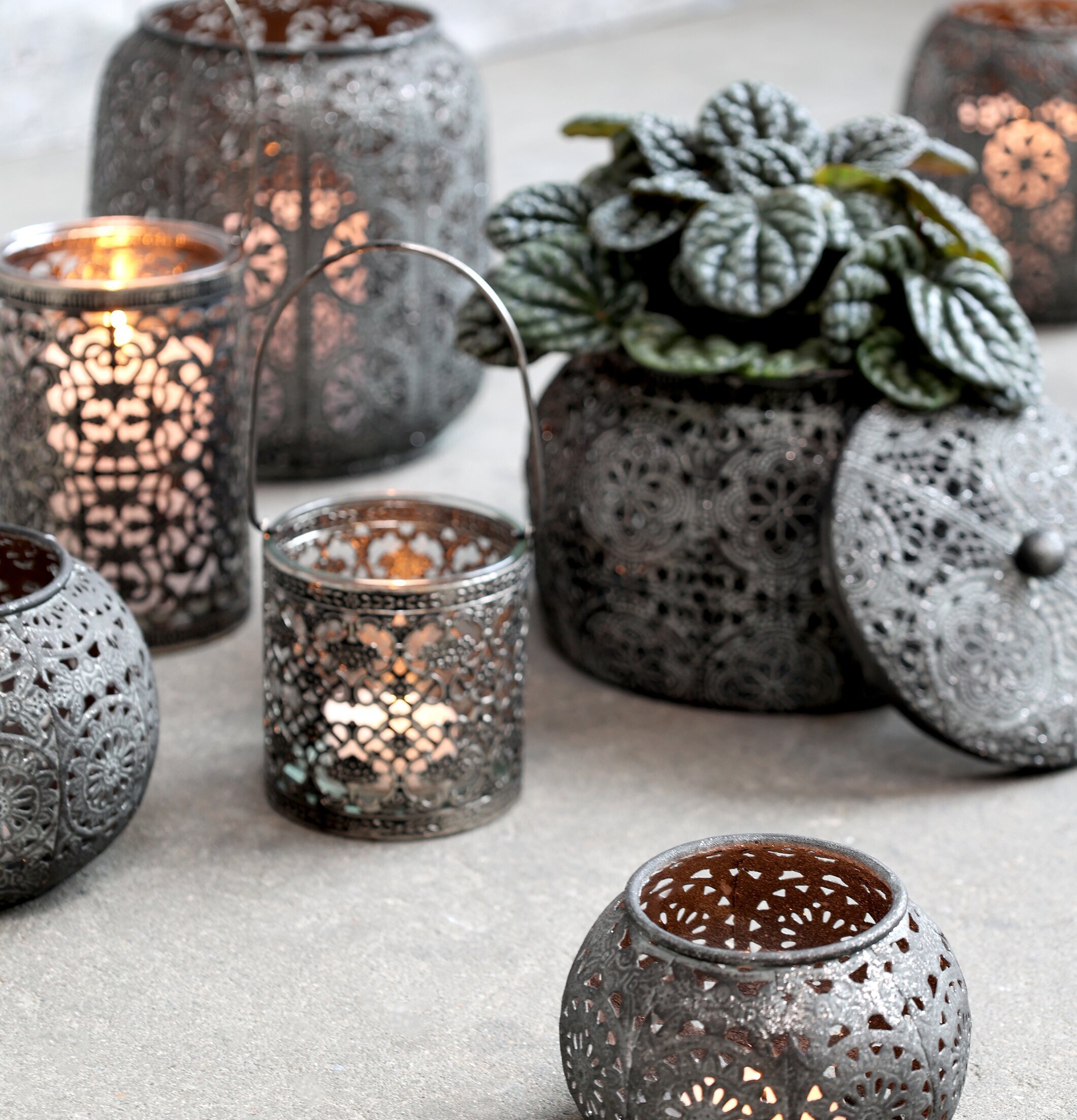 Lanterna Med Handtag Antik silver från Chic Antique