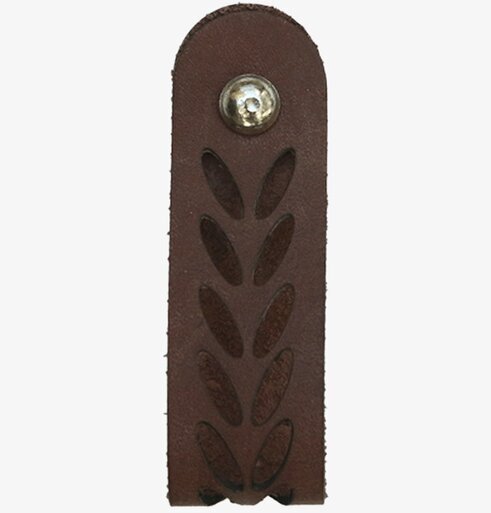 Läderhandtag Cognac från Chic Antique med dekorativa utskärningar