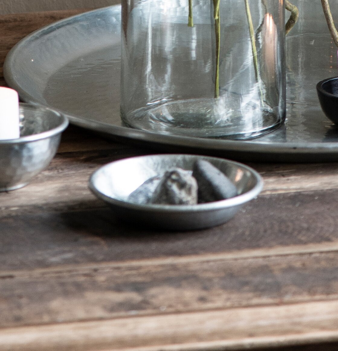 Liten Skål Antik Silver från IB Laursen på rustik träyta