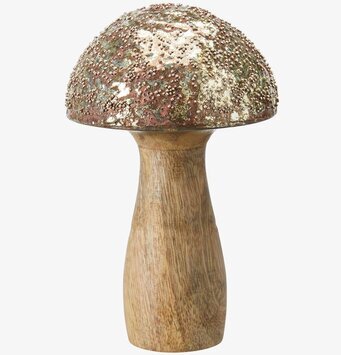Wikholm Form Svamp Natur/Guld med träfot och gyllene hatt