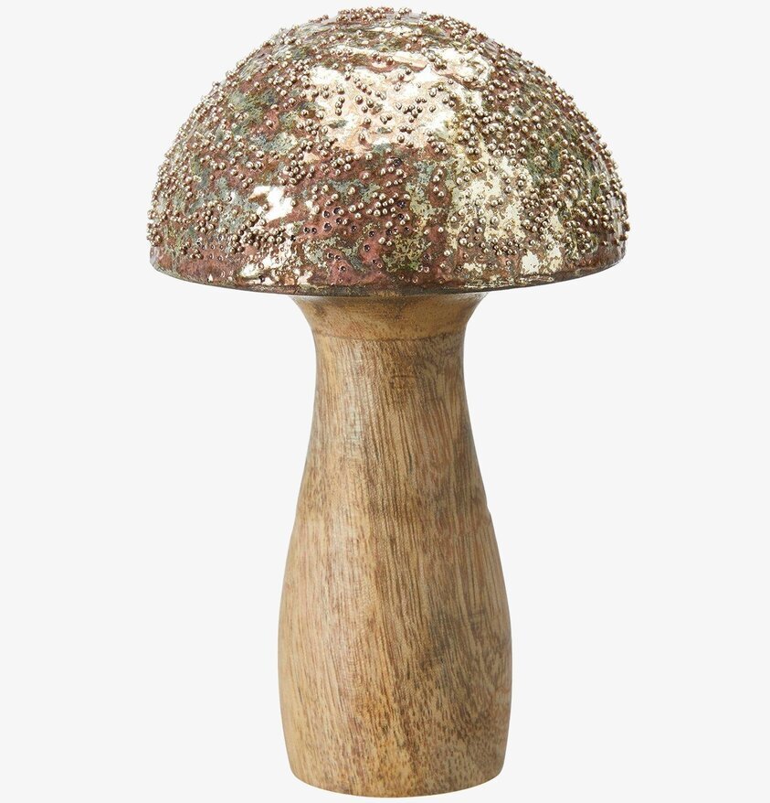 Wikholm Form Svamp Natur/Guld med träfot och gyllene hatt