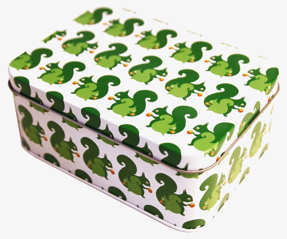 Mellanbox - Gröna ekorrar från Blafre, metallförvaringslåda