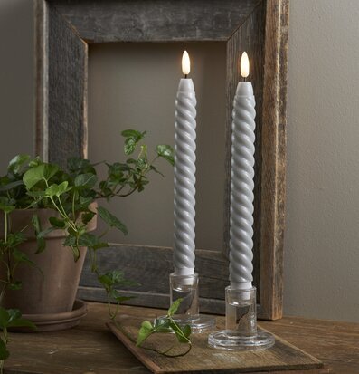 LED Antikljus 2-Pack Swirl Grå från Star Trading i ljusstakar