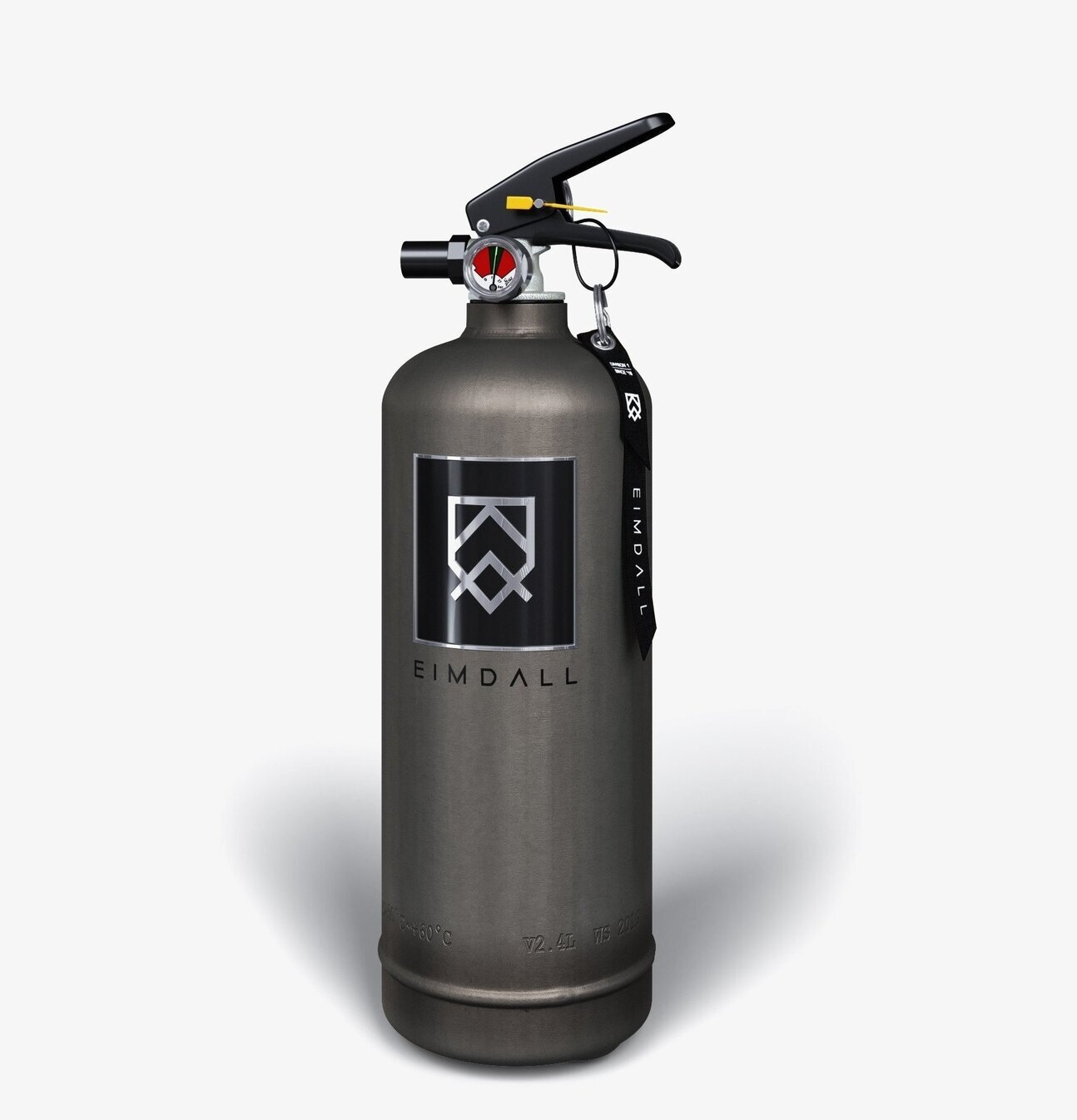 Brandsläckare 2 Kg Matt Grå från Eimdall med logotyp