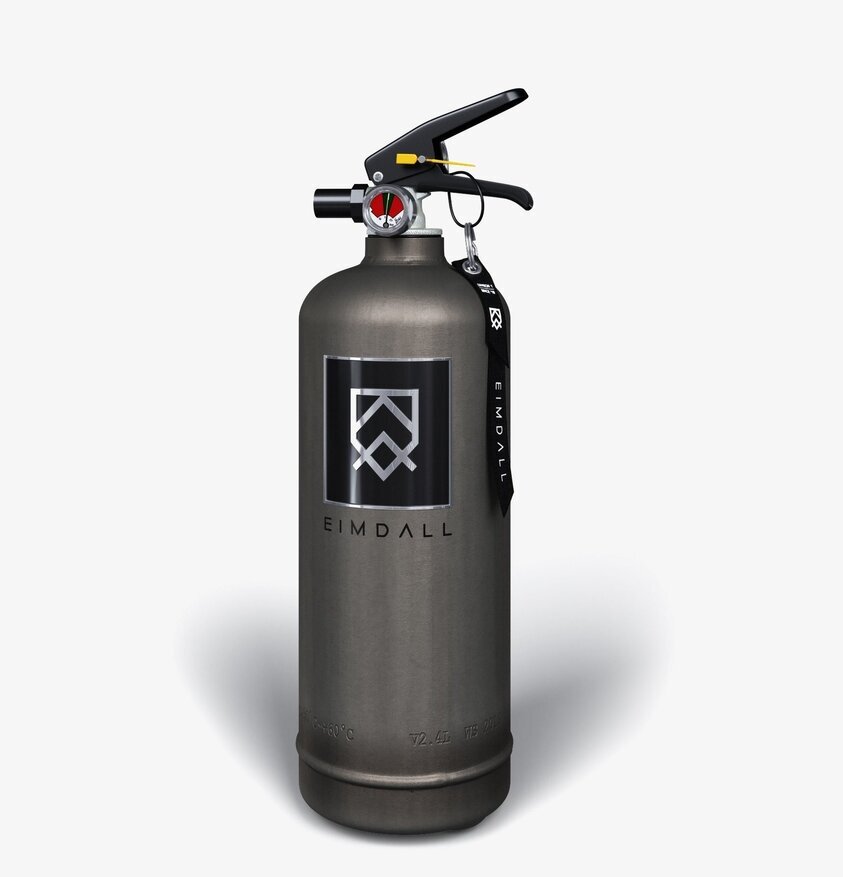 Brandsläckare 2 Kg Matt Grå från Eimdall med logotyp