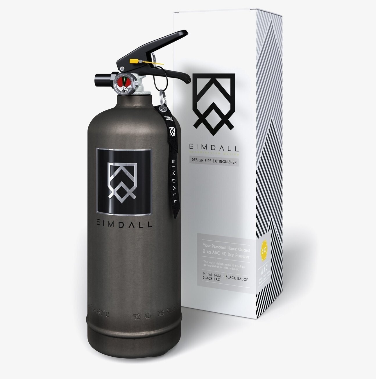 Brandsläckare 2 Kg Matt Grå från Eimdall på ljus bakgrund