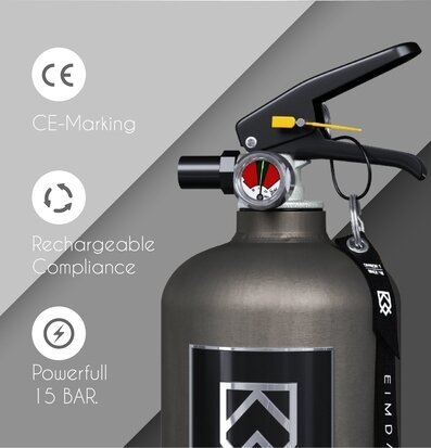 Brandsläckare 2 Kg Matt Grå från Eimdall med CE-märkning