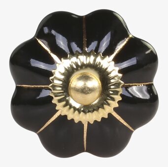 Knopp Blomma Svart från Chic Antique med förgylld mitt