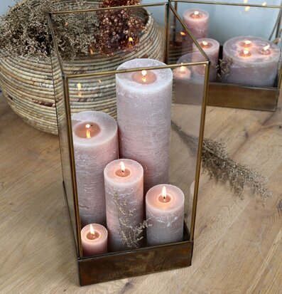 Blockljus Rustik Lin från Chic Antique i glaslyktor med växter