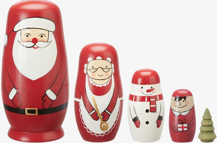 Tomte & Co från Wikholm Form: fem julfigurer som matryoshka