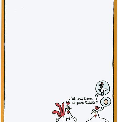 Magnettavla Kackel gul från Derriére la porte med tuppmotiv