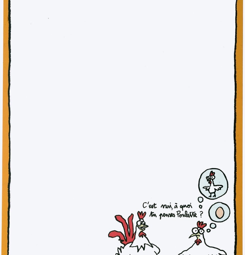 Magnettavla Kackel gul från Derriére la porte med tuppmotiv