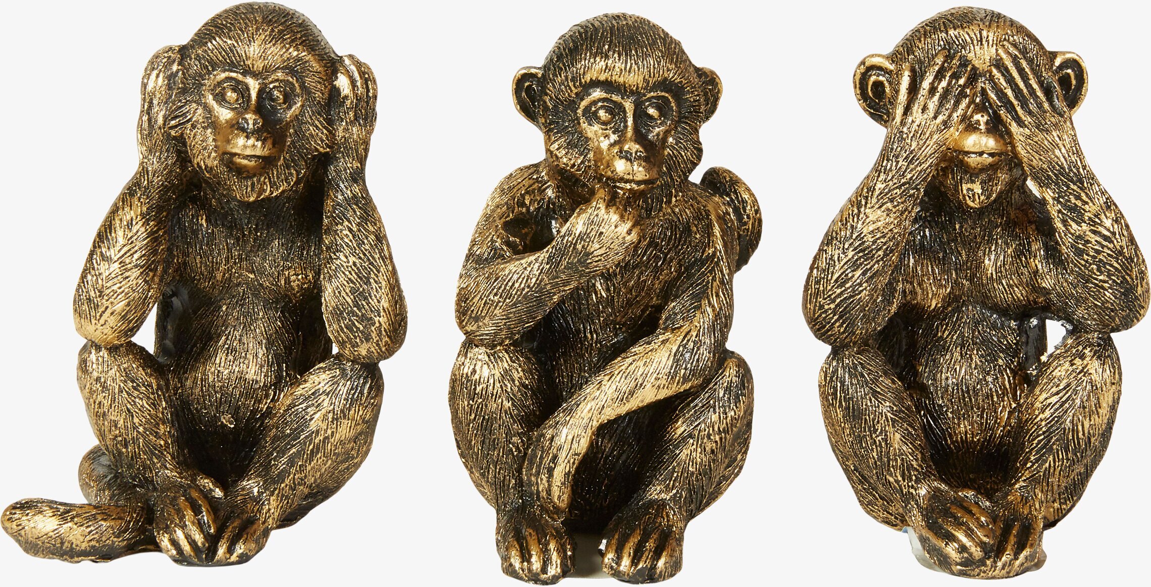 Monkey Abe Set/3 Guld från Speedtsberg, tre gyllene apor