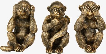 Monkey Abe Set/3 Guld från Speedtsberg, tre gyllene apor