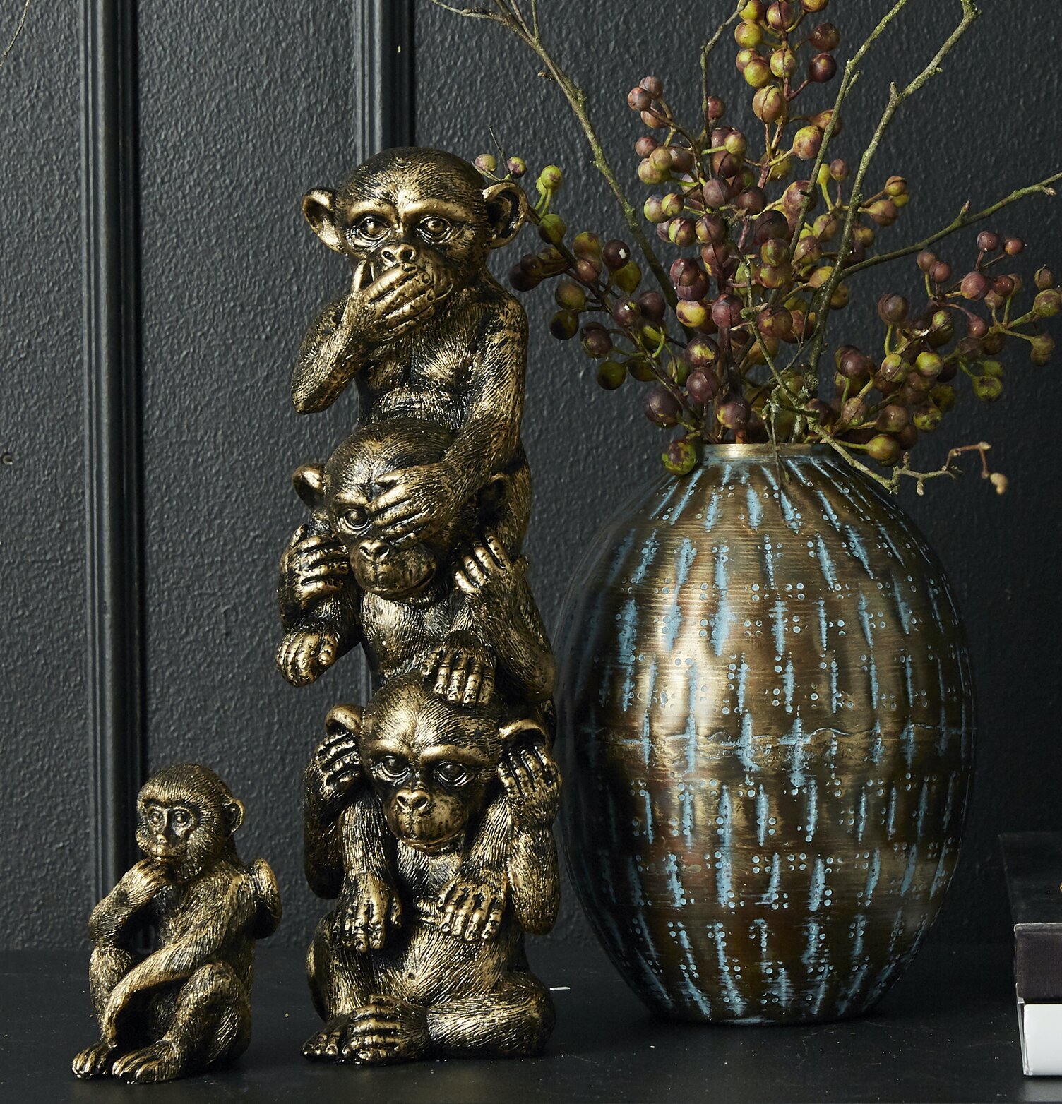 Monkey Aber Guld från Speedtsberg, fyra guldapor i stapel