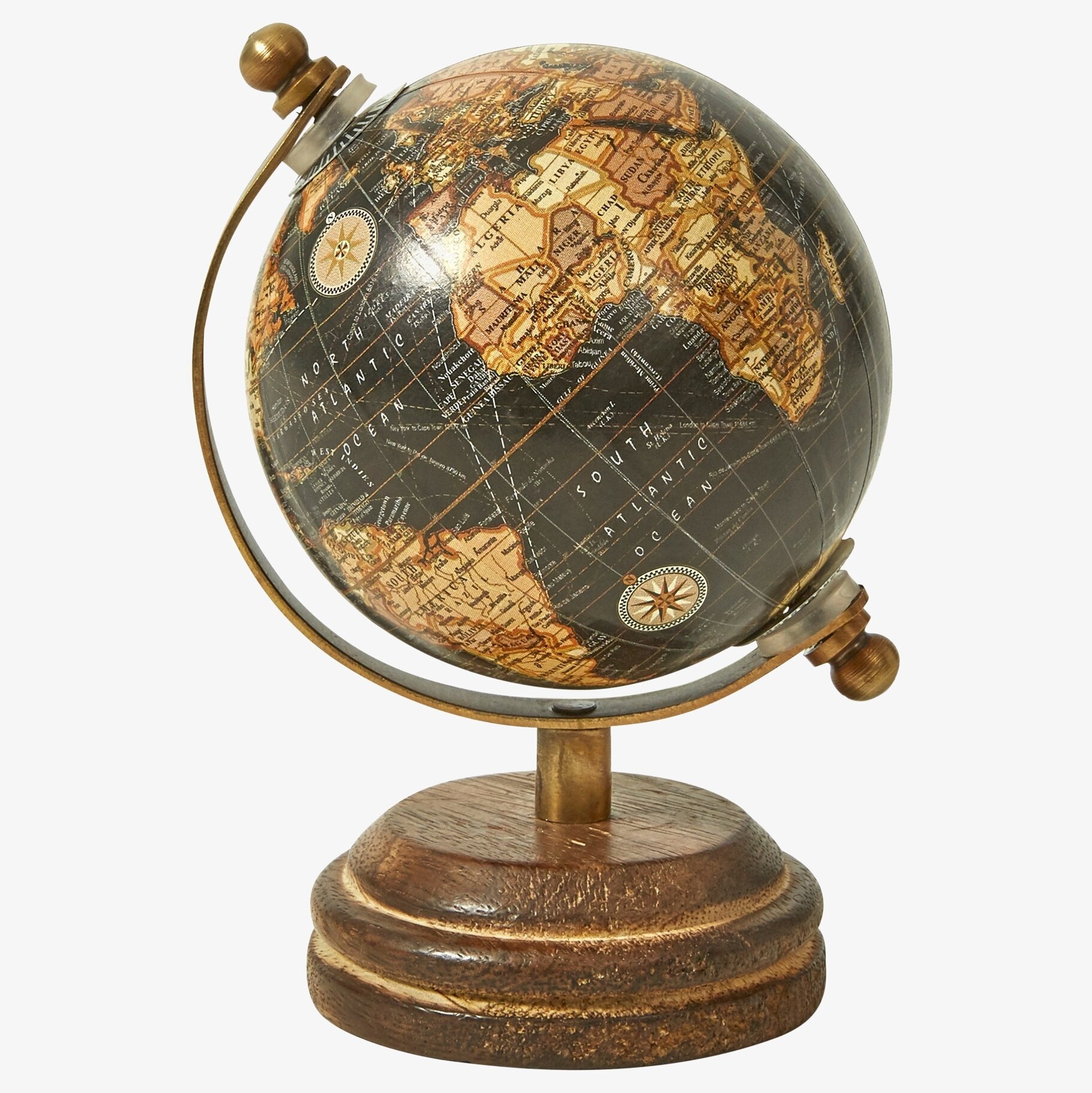 Liten Jordglob På Träfot Matt Svart från Speedtsberg