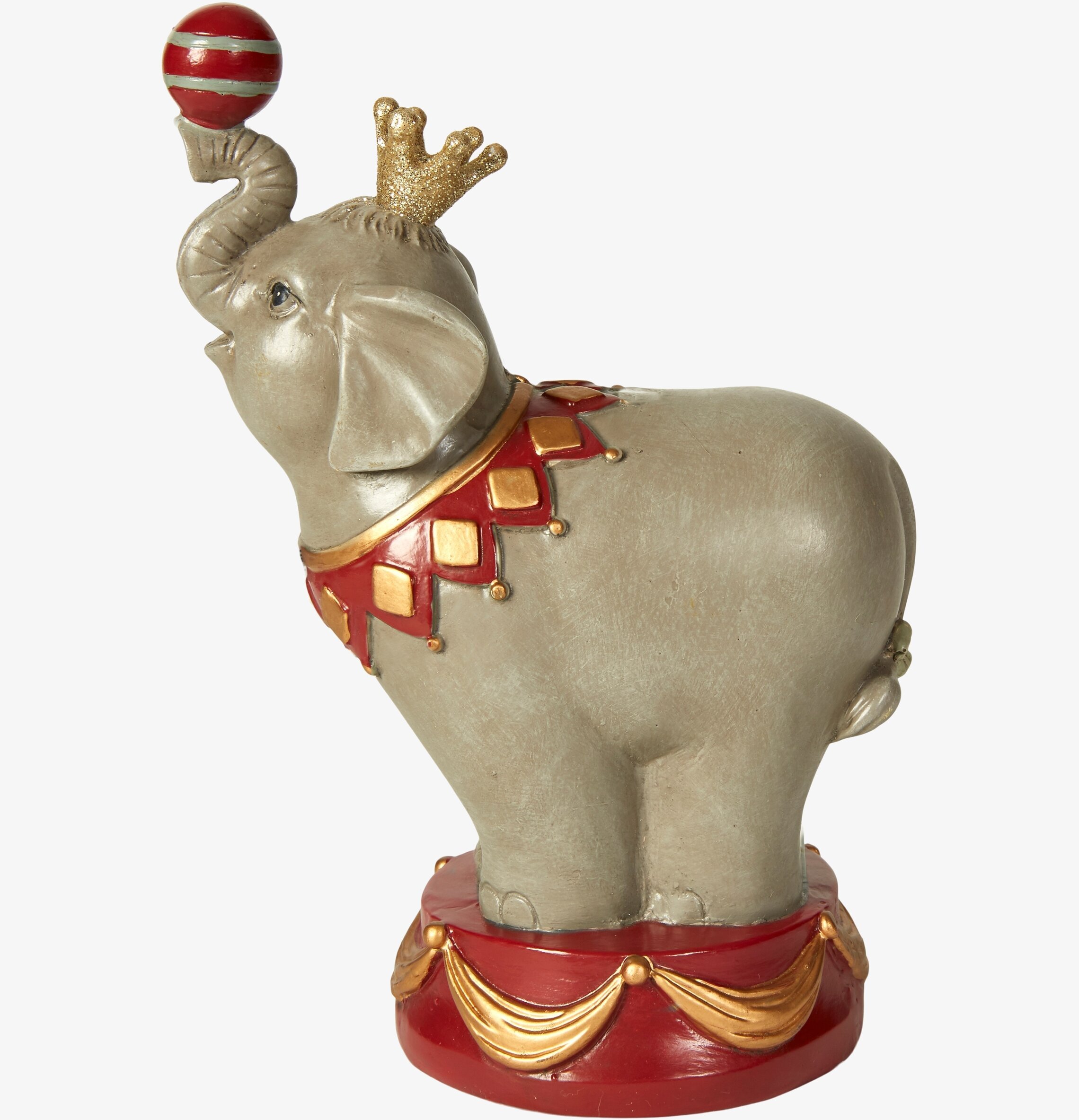 Sparbössa Elefant Grå/Röd från Speedtsberg med gyllene detaljer